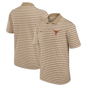 Men's Nike Tan Texas Longhorns Athletic Prep Striped Performance Polo