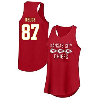 Women's Fanatics Travis Kelce Red Kansas City Chiefs Plus Size Name & Number Tank Top