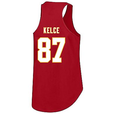 Women's Fanatics Travis Kelce Red Kansas City Chiefs Plus Size Name & Number Tank Top