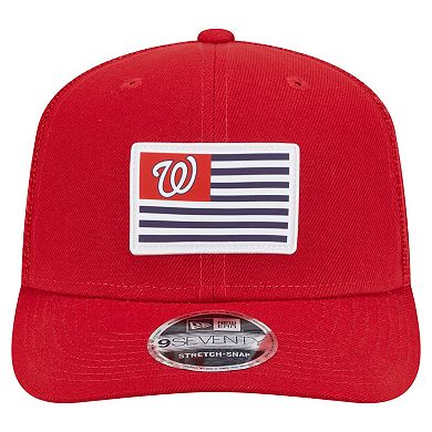 Men's New Era Red Washington Nationals Flag 9SEVENTY Stretch-Snap Hat