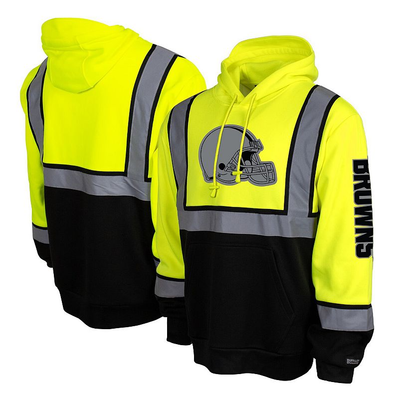 Men's Yellow Cleveland Browns High-Visibility Safety Hooded Sweatshirt, Size: XL