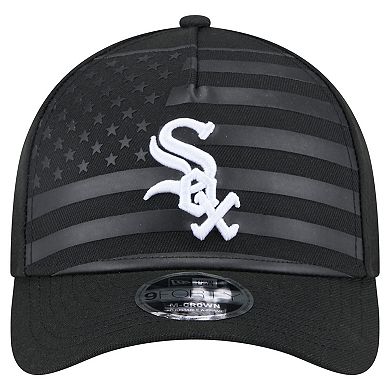 Men's New Era Black Chicago White Sox American Flag 9FORTY M-Crown A-Frame Adjustable Hat