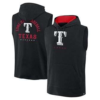 Men's Fanatics Black Texas Rangers Fire Speed Sleeveless Pullover Hoodie