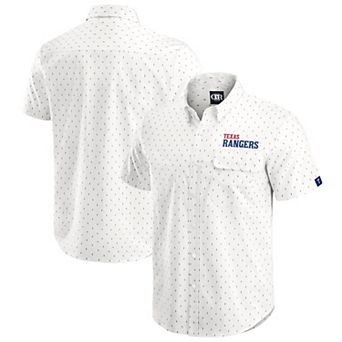Men's Darius Rucker Collection by Fanatics Cream Texas Rangers Printed Button-Down Top