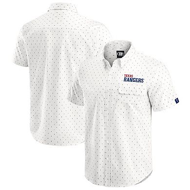 Men's Darius Rucker Collection by Fanatics Cream Texas Rangers Printed Button-Down Shirt