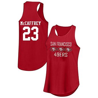Women's Fanatics Christian McCaffrey Scarlet San Francisco 49ers Plus Size Name & Number Tank Top