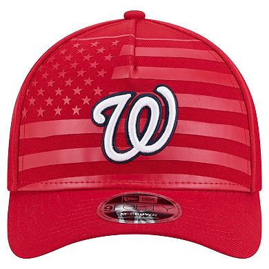 Men's New Era Red Washington Nationals American Flag 9FORTY M-Crown A-Frame Adjustable Hat