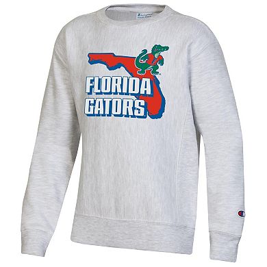 Youth Champion Heather Gray Florida Gators Reverse Weave Pullover Sweatshirt