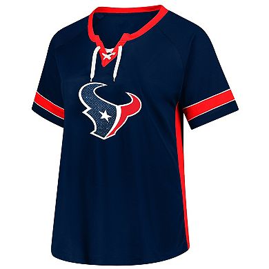 Women's Fanatics C.J. Stroud Navy Houston Texans Plus Size Name & Number Lace-Up T-Shirt