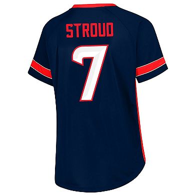 Women's Fanatics C.J. Stroud Navy Houston Texans Plus Size Name & Number Lace-Up T-Shirt