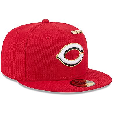 Men's New Era Red Cincinnati Reds 2025 59FIFTY Day 59FIFTY Fitted Hat with Pins