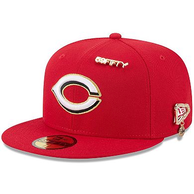 Men's New Era Red Cincinnati Reds 2025 59FIFTY Day 59FIFTY Fitted Hat with Pins
