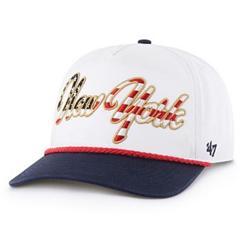 Men's '47 White New York Yankees Patriotic Overhand Hitch Adjustable Hat