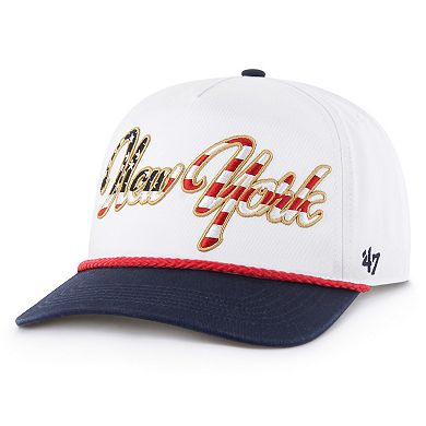 Men's '47 White New York Yankees Patriotic Overhand Hitch Adjustable Hat