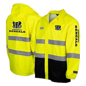 Men's Yellow Cincinnati Bengals Hi-Vis Safety Waterproof Rainshell Full-Zip Hooded Jacket