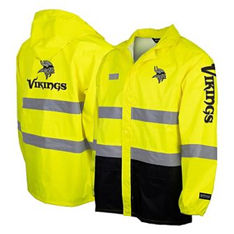 Men's Yellow Minnesota Vikings Hi-Vis Safety Waterproof Rainshell Full-Zip Hooded Jacket