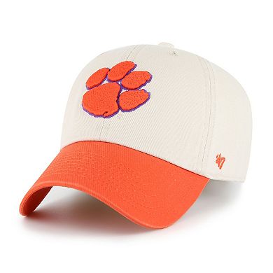 Men's '47 Cream Clemson Tigers Grand Stand Clean Up Adjustable Hat