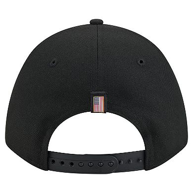 Men's New Era Black Miami Marlins American Flag 9FORTY M-Crown A-Frame Adjustable Hat