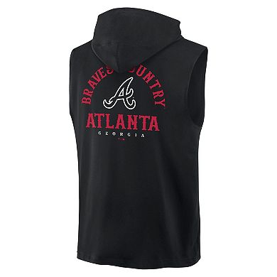 Men's Fanatics Black Atlanta Braves Fire Speed Sleeveless Pullover Hoodie