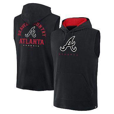 Men's Fanatics Black Atlanta Braves Fire Speed Sleeveless Pullover Hoodie