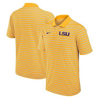 Men's Nike Gold/White LSU Tigers Primetime Victory Striped Performance Polo