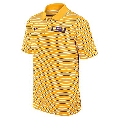 Men's Nike Gold/White LSU Tigers Primetime Victory Striped Performance Polo