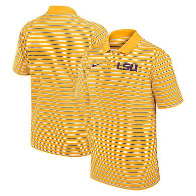 Men's Nike Gold/White LSU Tigers Primetime Victory Striped Performance Polo