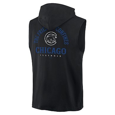 Men's Fanatics Black Chicago Cubs Fire Speed Sleeveless Pullover Hoodie