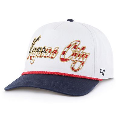 Men's '47 White Kansas City Chiefs Patriotic Overhand Hitch Adjustable Hat