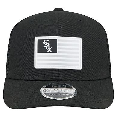 Men's New Era Black Chicago White Sox Flag 9SEVENTY Stretch-Snap Hat