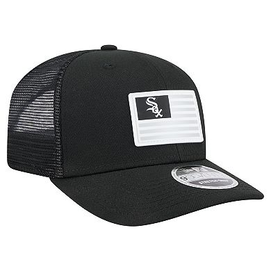 Men's New Era Black Chicago White Sox Flag 9SEVENTY Stretch-Snap Hat