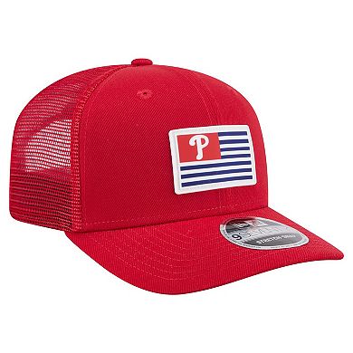 Men's New Era Red Philadelphia Phillies Flag 9SEVENTY Stretch-Snap Hat