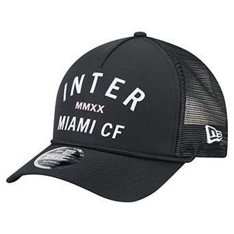 Men's New Era Black Inter Miami CF Minimalist A-Frame 9FORTY Adjustable Hat