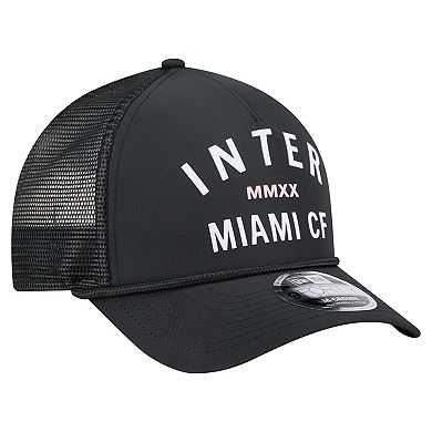 Men's New Era Black Inter Miami CF Minimalist A-Frame 9FORTY Adjustable Hat
