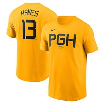 Men's Nike Ke'Bryan Hayes Gold Pittsburgh Pirates Fuse City Connect Name & Number T-Shirt