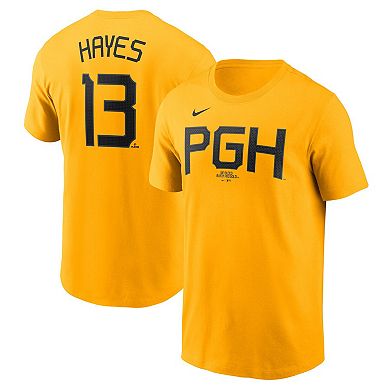 Men's Nike Ke'Bryan Hayes Gold Pittsburgh Pirates Fuse City Connect Name & Number T-Shirt