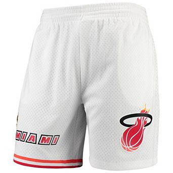 Men's Mitchell & Ness White Miami Heat Hardwood Classics Team Swingman Shorts