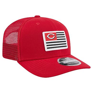 Men's New Era Red Cincinnati Reds Flag 9SEVENTY Stretch-Snap Hat