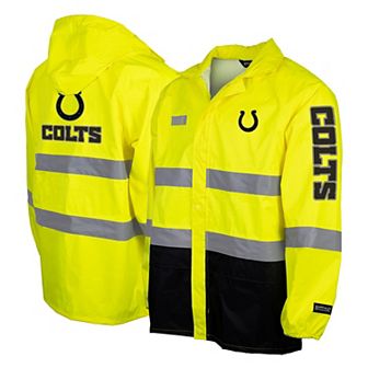 Men's Yellow Indianapolis Colts Hi-Vis Safety Waterproof Rainshell Full-Zip Hooded Jacket