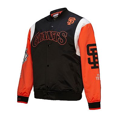 Men's Mitchell & Ness Black/Orange San Francisco Giants Cooperstown Collection Team Origins Satin Full-Snap Jacket