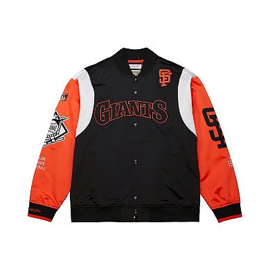 Men's Mitchell & Ness Black/Orange San Francisco Giants Cooperstown Collection Team Origins Satin Full-Snap Jacket