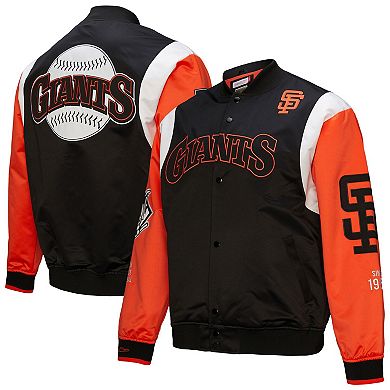 Men's Mitchell & Ness Black/Orange San Francisco Giants Cooperstown Collection Team Origins Satin Full-Snap Jacket