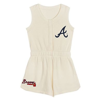 Girls Preschool Cream Atlanta Braves Girl Power Tank Romper