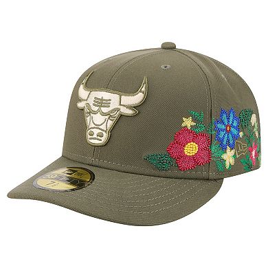 Men's New Era Olive Chicago Bulls Tonal Florals 59FIFTY Fitted Hat
