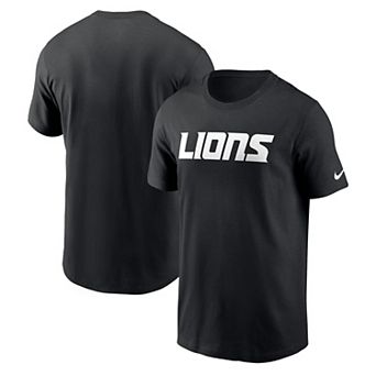 Men's Nike Black Detroit Lions Primetime Wordmark Essential T-Shirt