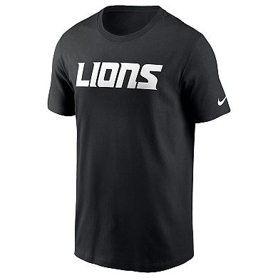 Men's Nike Black Detroit Lions Primetime Wordmark Essential T-Shirt