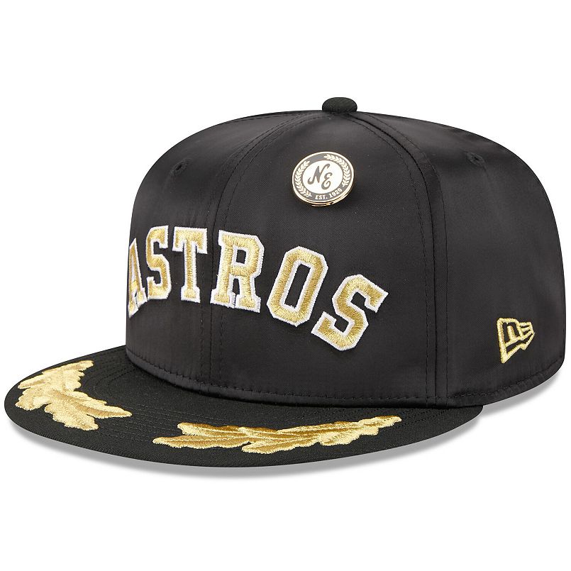 Men's New Era Black Houston Astros 2025 59FIFTY Day Gold Leaf 59FIFTY Fitted Hat
