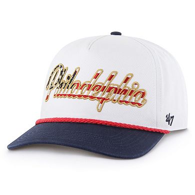 Men's '47 White Philadelphia Eagles Patriotic Overhand Hitch Adjustable Hat