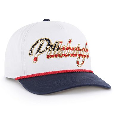 Men's '47 White Pittsburgh Steelers Patriotic Overhand Hitch Adjustable Hat