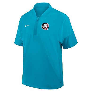 Men's Nike Turquoise Florida State Seminoles 2025 Sideline Coaches Lightweight Short Sleeve Jacket